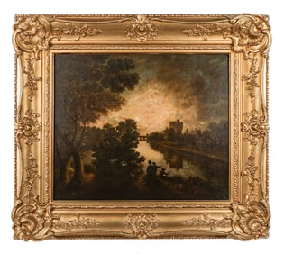 Continental/European River Scene - Oil Painting