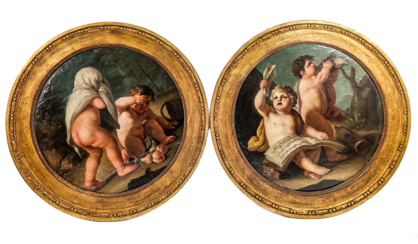 Italian School: Pair of Antique Oil Paintings (1 of 15)