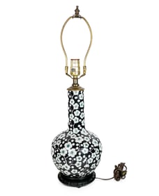 Chinese Famille Noir Vase Mounted as a Lamp
