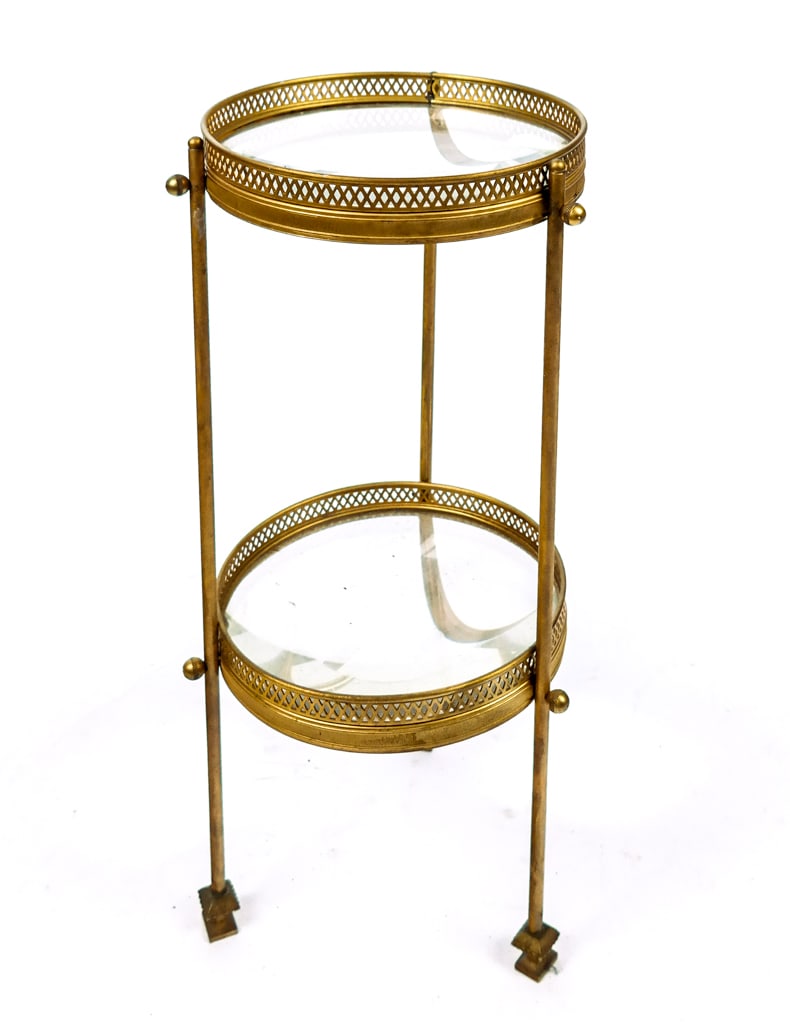 Gilt Metal and Glass Two Tier Table (1 of 6)