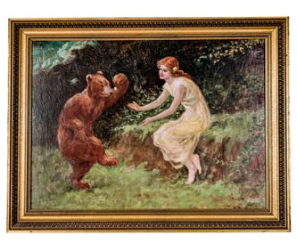 F.S. CHURCH "The Dancing Bear" Oil on Canvas