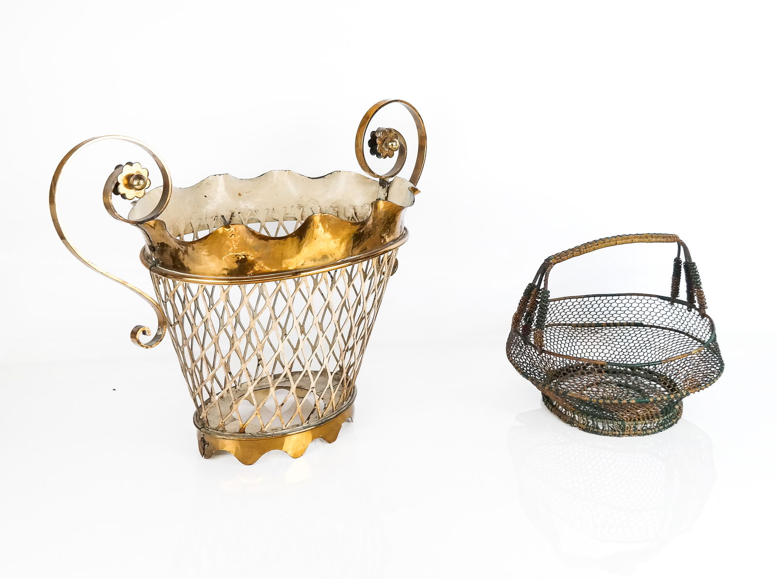 Painted Wire Basket And Metal Vase (1 of 12)
