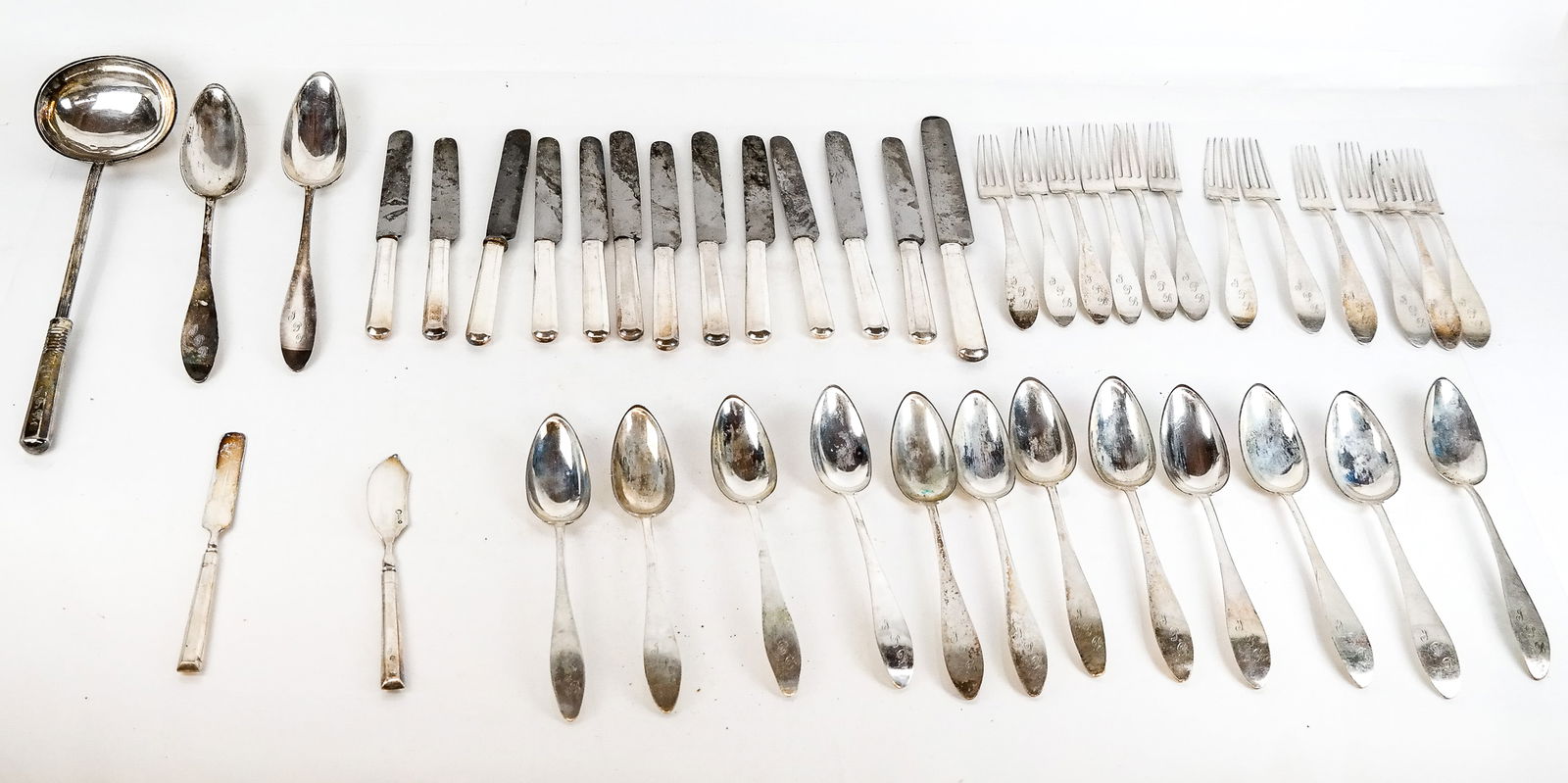 Assembled Set of Early German Silver Flatware, 40+ (1 of 17)