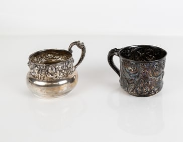 Two Sterling Silver Repousse Drinking Cups