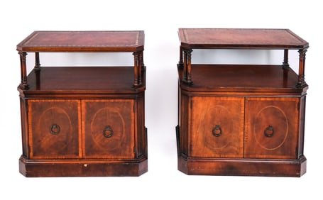 Pair of Hepplewhite Mahogany Two Tier Stands
