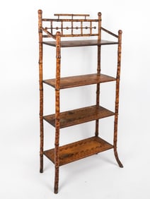 Victorian Painted Bamboo and Wood Etagere