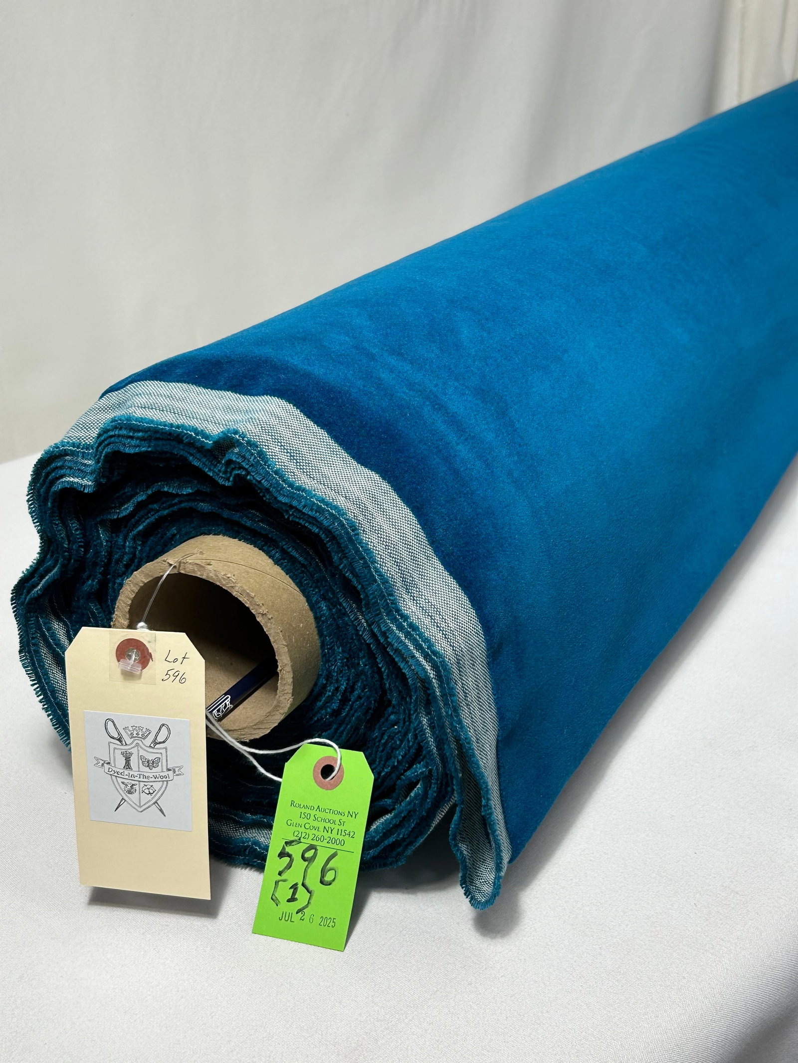 Peacock Blue Performance Velvet Fabric: 16 yards of peacock blue draylon performance upholstery velvet, 56" width. Fine for residences or hospitality. Currently in two lengths on one tube: 12 1/4 yards plus 3 3/4 yards, totaling 16 yards. I