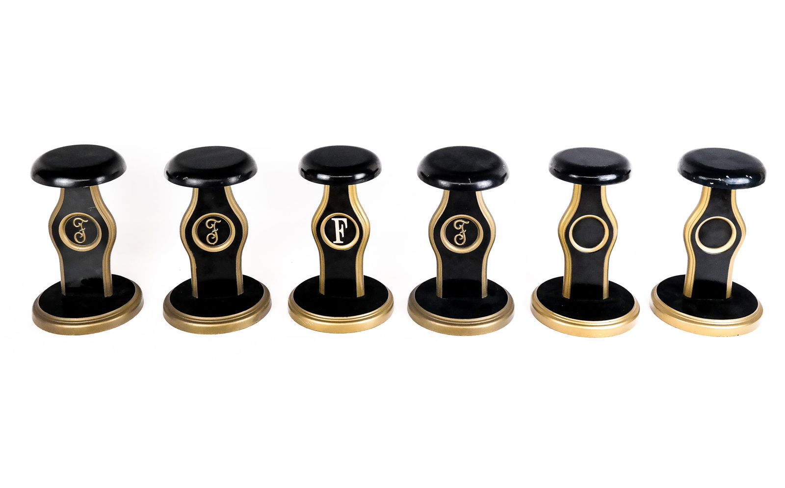Six Black and Gilt Decorated Hat Stands (1 of 7)