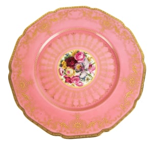 Black Knight Porcelain Pink Service Plates, 12