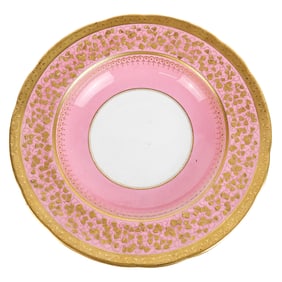 Mintons Pink and Gilt Decorated Soup Bowls, 7
