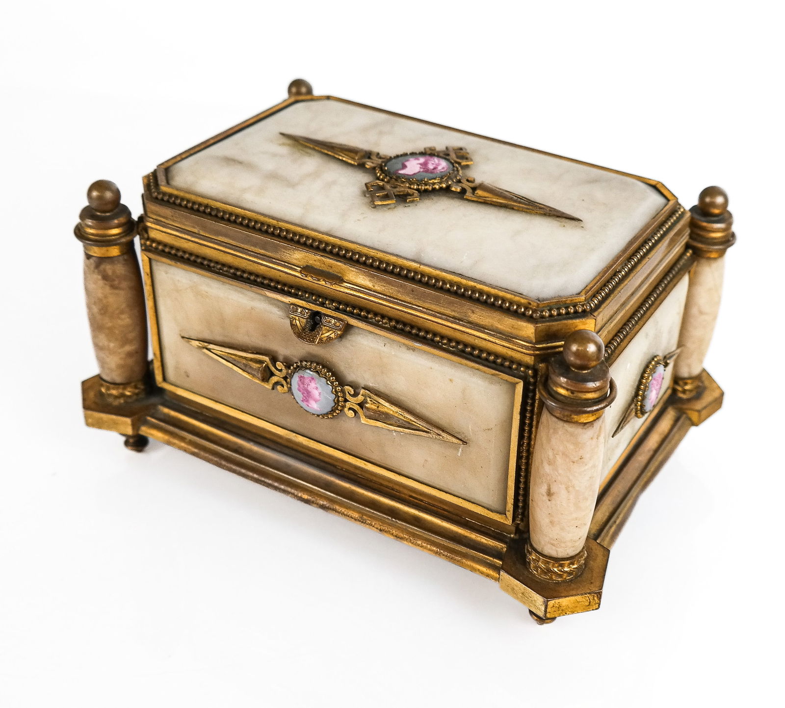 Faux Marble, Brass and Metal Trinket / Jewelry Box (1 of 11)