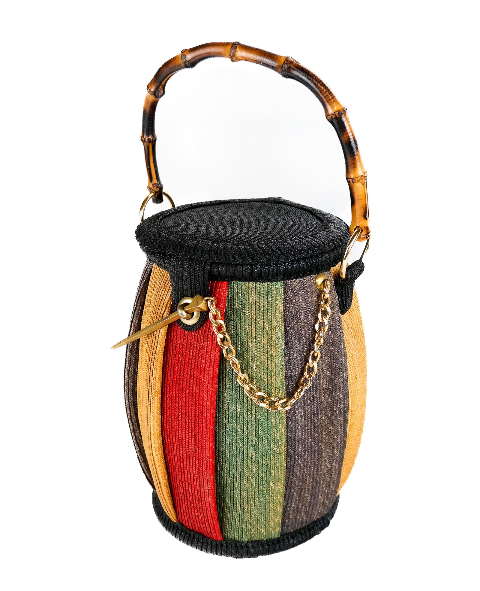 Unusual Woven Straw "Bongo" Bag (1 of 10)