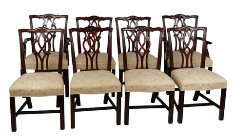 8 Kindel Furniture Georgian Carved Mahogany Chairs