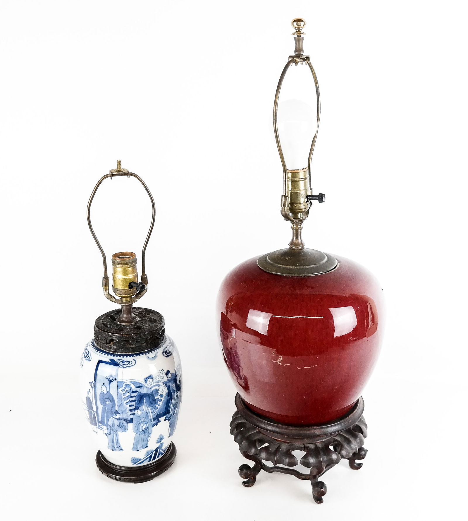 Chinese Two Vases Mounted as Lamps (1 of 9)