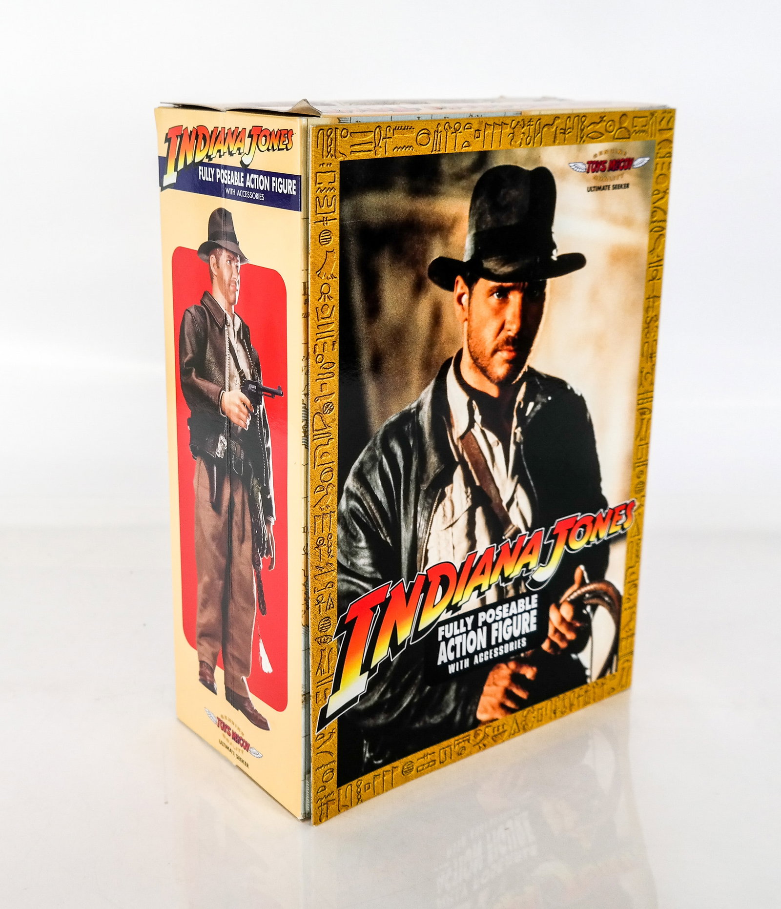 Toys McCoy Indiana Jones Action Figure in Box: Toys McCoy limited edition Indiana Jones folly poseable action figure in box with accessories, editioned 381/3000. [13" H x 9.25" W x 5" D]. Condition is good with minimal wear to box, all accessories