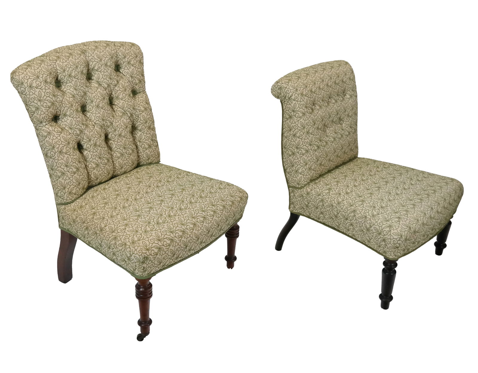 Two Similar Victorian Slipper Chairs (1 of 10)