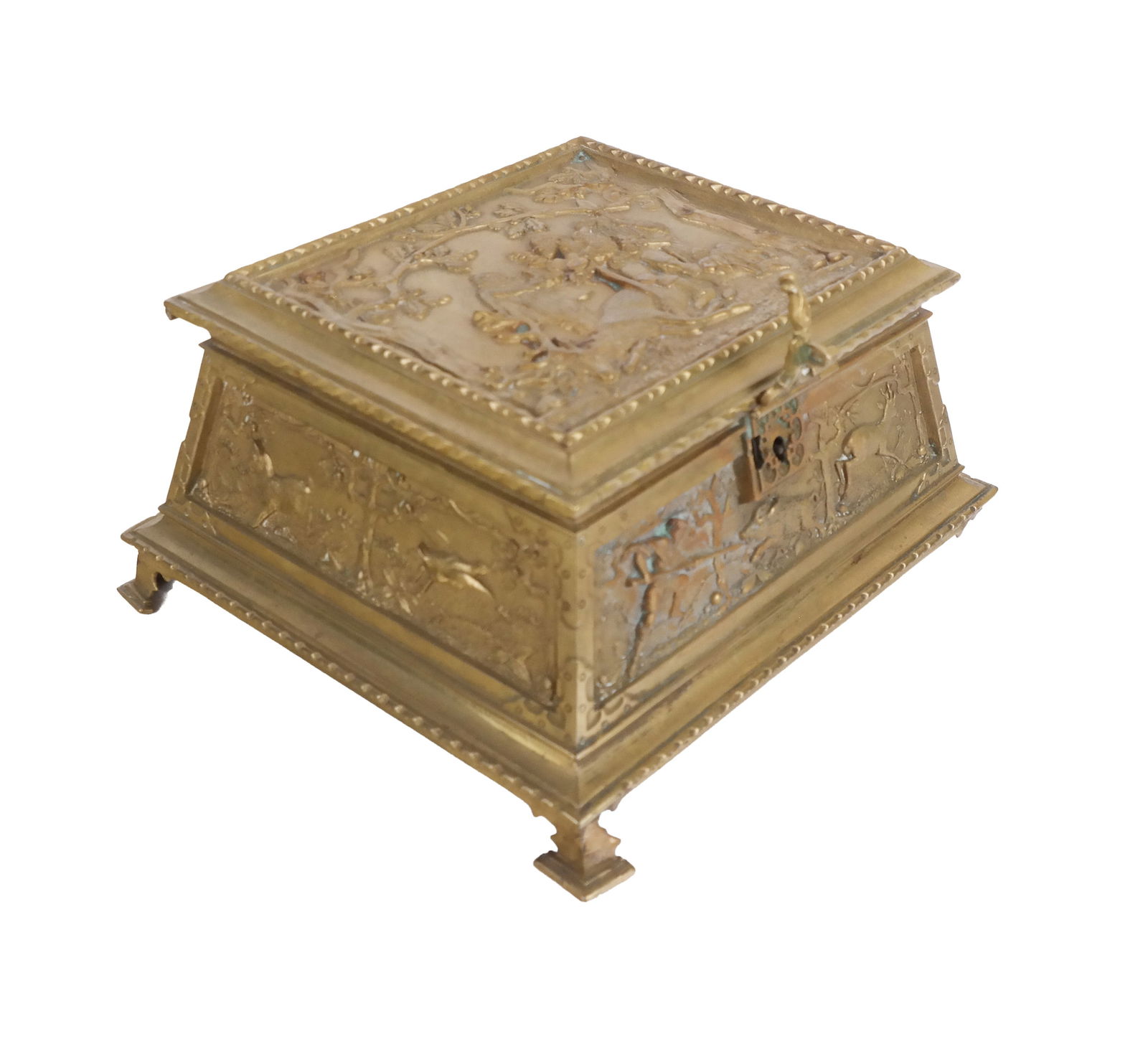 French Bronze Dore Box with Hunting Scene (1 of 12)