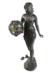 Paul AICHELE Signed Metal Figural Lamp