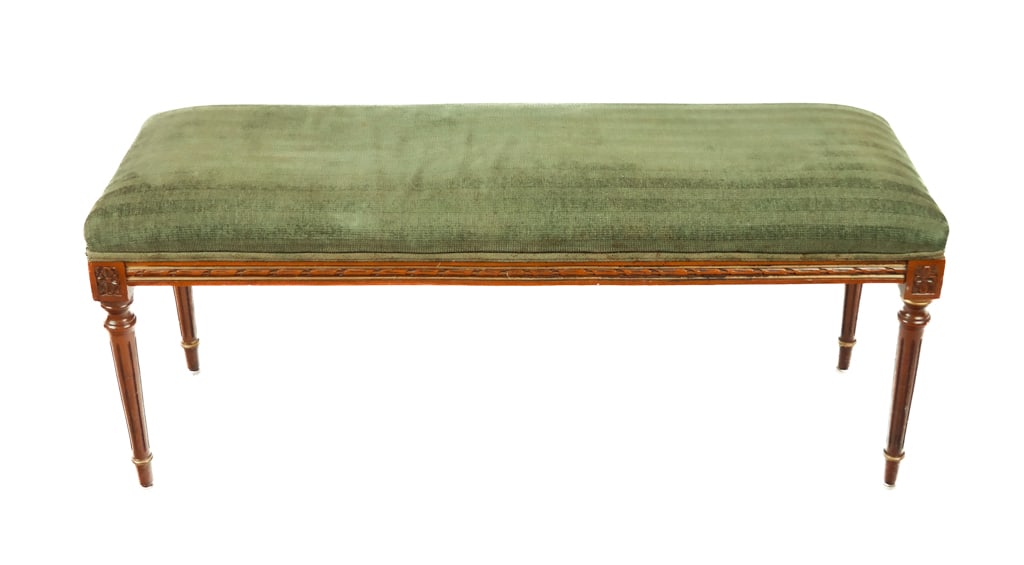 French Green Upholstered Window Bench (1 of 5)