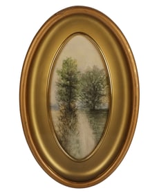 Watercolor Landscape in a Gilt Frame