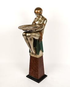 Art Deco Bronze and Marble Figure