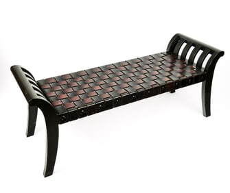 Mercier Furniture Leather "Braided Roman Bench"