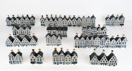 Collection of KLM Delft House Figural Flasks, 60+
