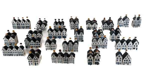Collection of KLM Delft House Figural Flasks, 80+