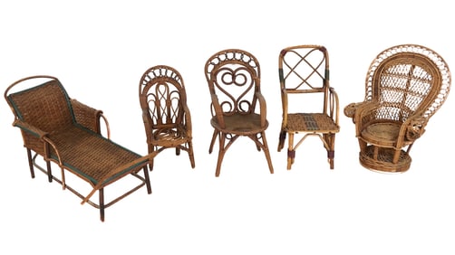 Victorian Diminutive/Doll Rattan Furniture, 5