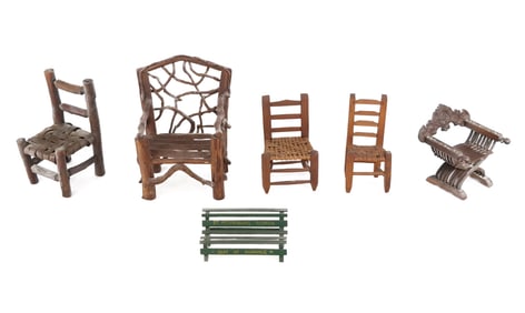 Antique Rustic and Other Diminutive/Doll Chairs, 6