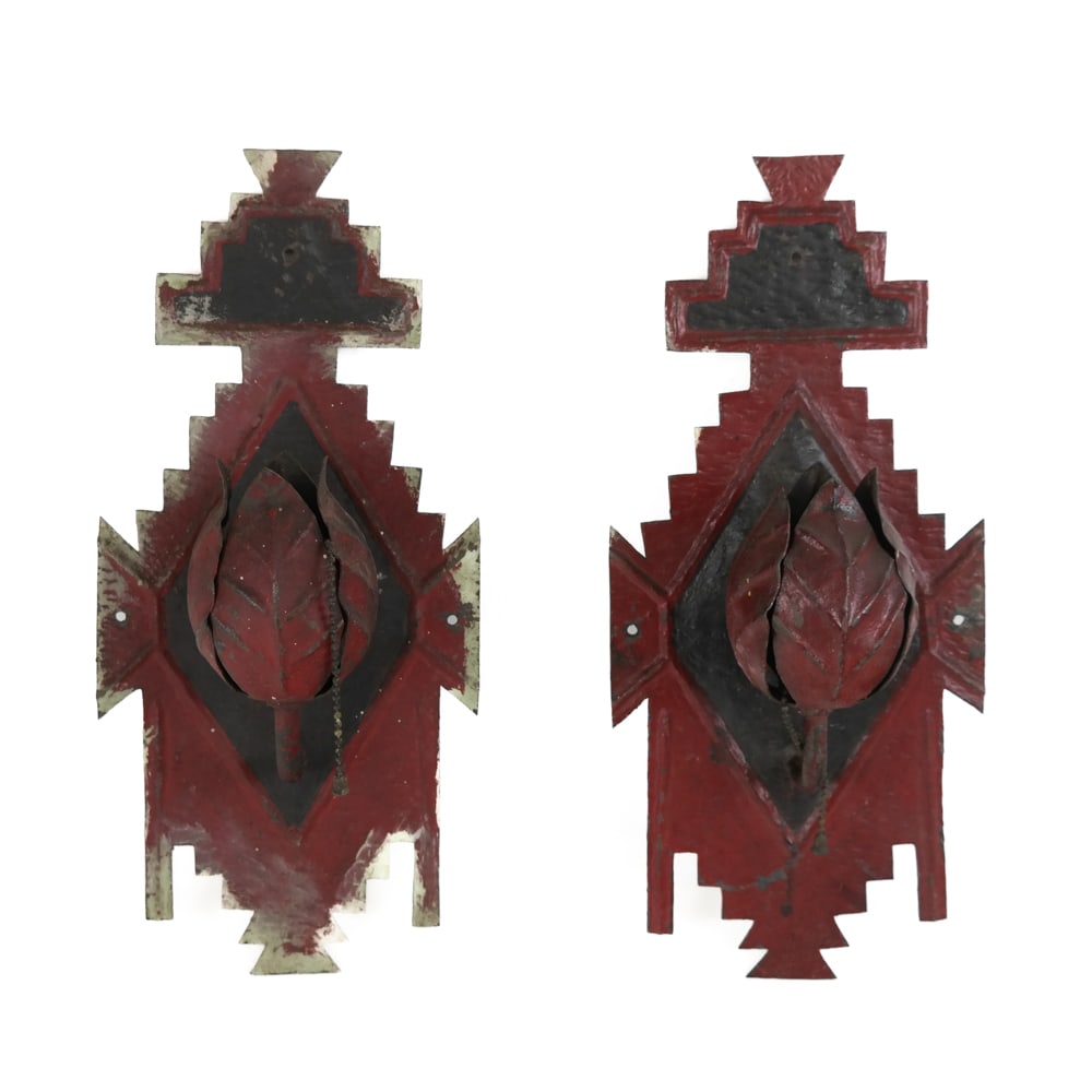 Pair of Tole-Painted Floral Sconces (1 of 7)