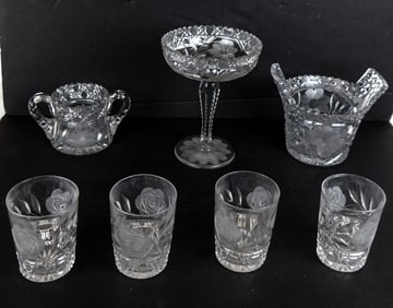 Partial set of Cut and Etched Crystal, 8