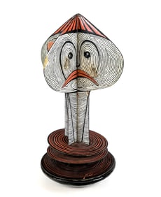 Hand-Painted Tin Folk Art Roly-Poly Toy