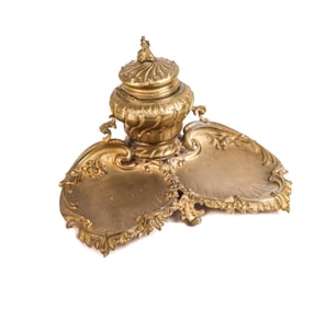 Louis XV Bronze Dore Inkwell