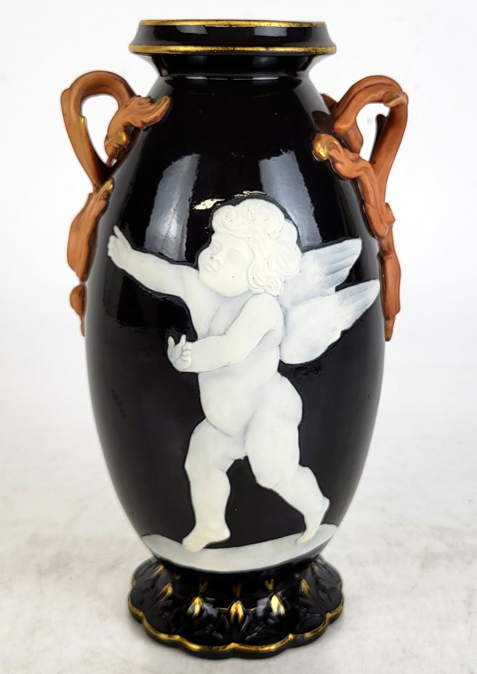 English Pate Sur Pate Porcelain Vase with Cherub (1 of 12)