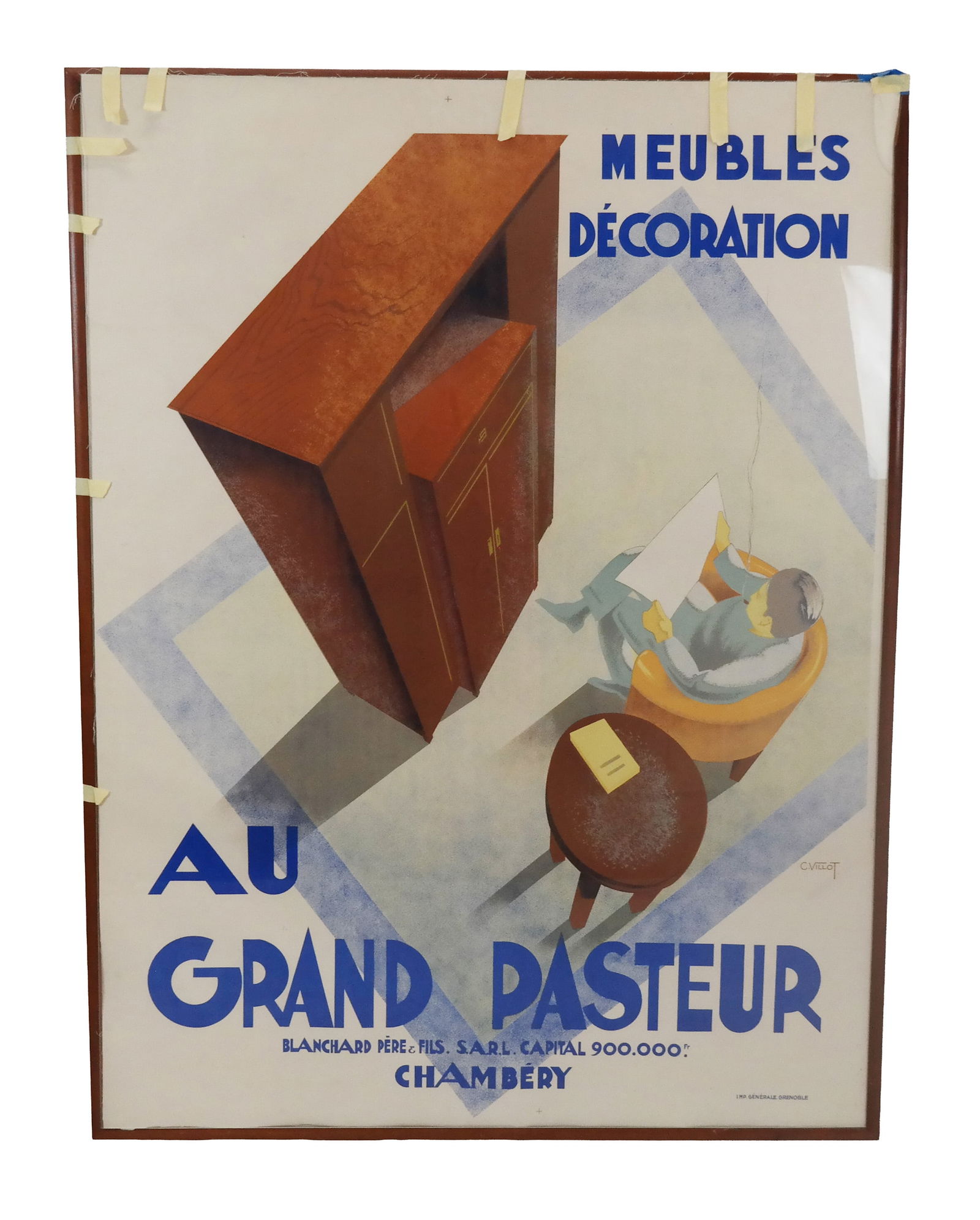 French Art Deco Advertising Poster, "Au Grand Past (1 of 7)