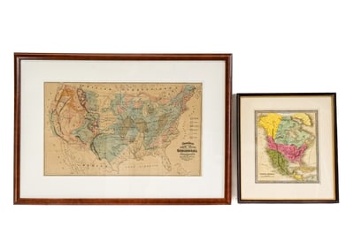 2 Antique 19th/20th C. Maps of North America