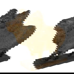 John W. RHODEN Bronz Bison Sculpture: John W. Rhoden (American, 1916 - 2001), bronze sculpture of a bison, signed on base. [5" H x 6.5" L x 1.5" D"]. Overall condition is good.