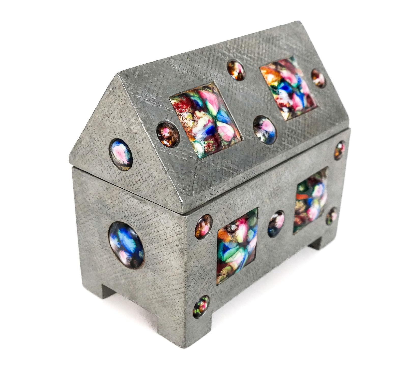 Silver tone and Enamel Decorated Box (1 of 8)