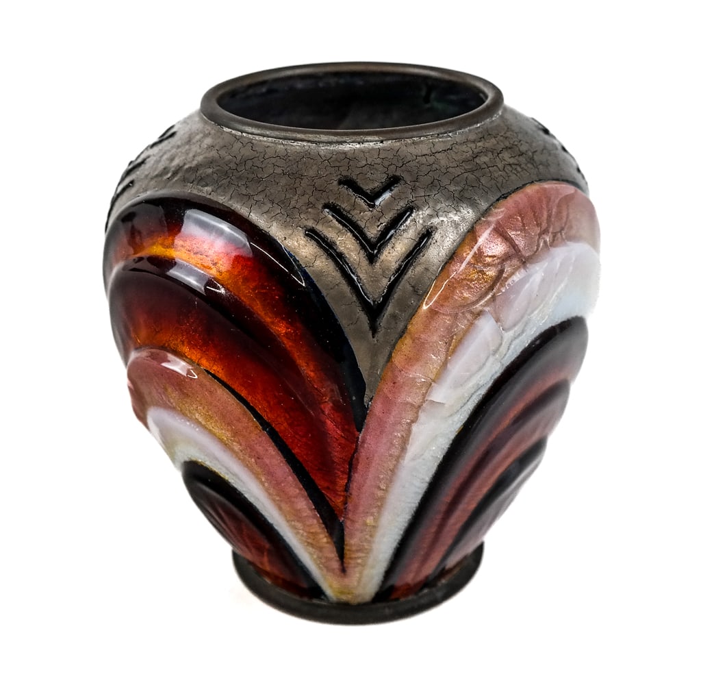 Camille FAURE Art Deco Enamel Decorated Vase (1 of 10)
