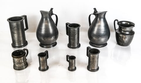 Collection of Pewter Drinking Vessels, 9