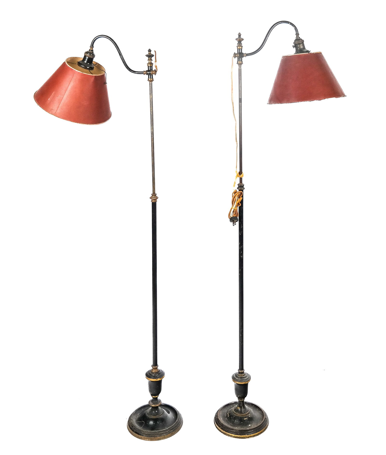 Two Painted Metal and Brass Adjustable Foor Lamps (1 of 12)