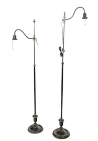 Two Painted Metal and Brass Adjustable Foor Lamps