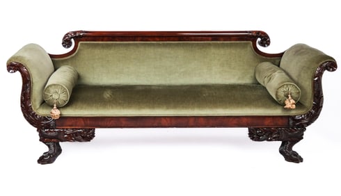 Empire Carved Mahogany Settee