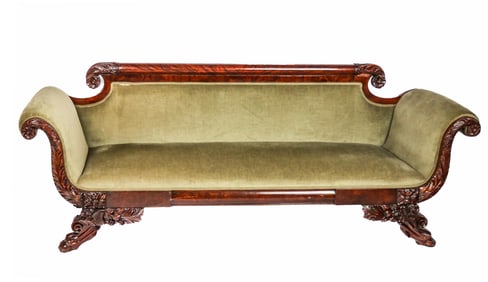 Empire Carved Mahogany Settee