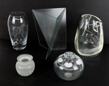 Five Art Glass Vases