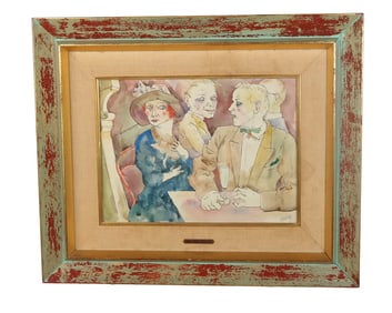 George GROSZ, Im Cafe, Watercolor Pen & Ink