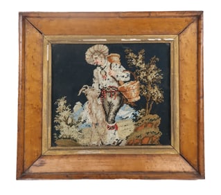 Antique Needlework Image in a Frame