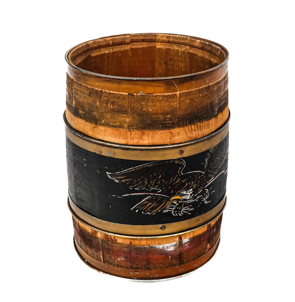 Wood Eagle-Decorated Waste Basket (1 of 7)