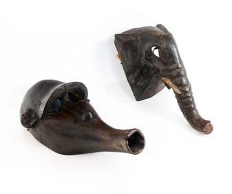 2 Ivory Coast Elephant-Form African Masks